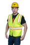 Style 1220 Multi-Pocket Hi Vis Safety Vest, Surveyor Vest, Contrasting Trim, ANSI 107 Class 2