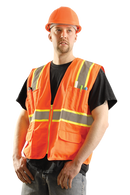 Style 1220 Multi-Pocket Hi Vis Safety Vest, Surveyor Vest, Contrasting Trim, ANSI 107 Class 2