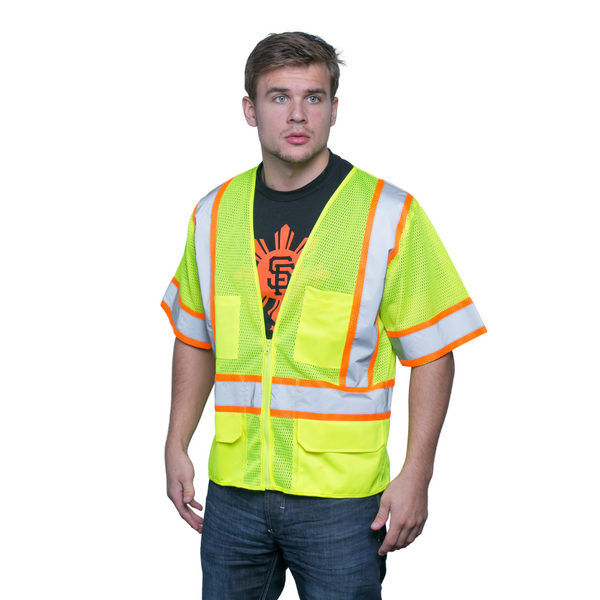 FIRSTAHL Style 1326 Hi Vis Safety Surveyor Vest, Short Sleeve