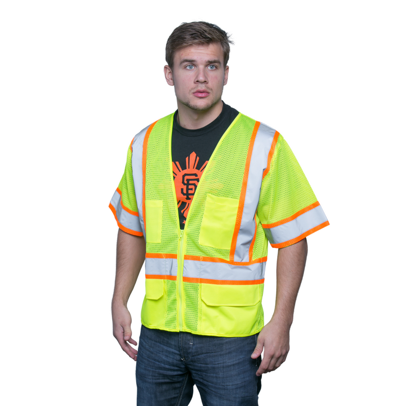 FIRSTAHL Style 1316 Hi Vis Safety Surveyor Vest, Short Sleeve