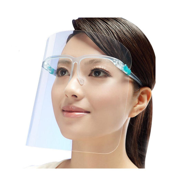 Reusable Face Shields with Glass Frame - Transparent Full Face Protection (Pack of 10)