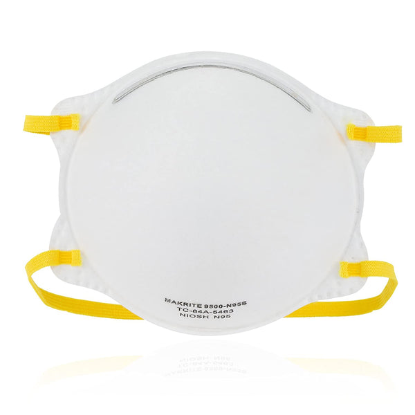 NIOSH Certified Makrite 9500-N95 Pre-Formed Cone Particulate Respirator Mask, Regular Size (Pack of 20 Masks)