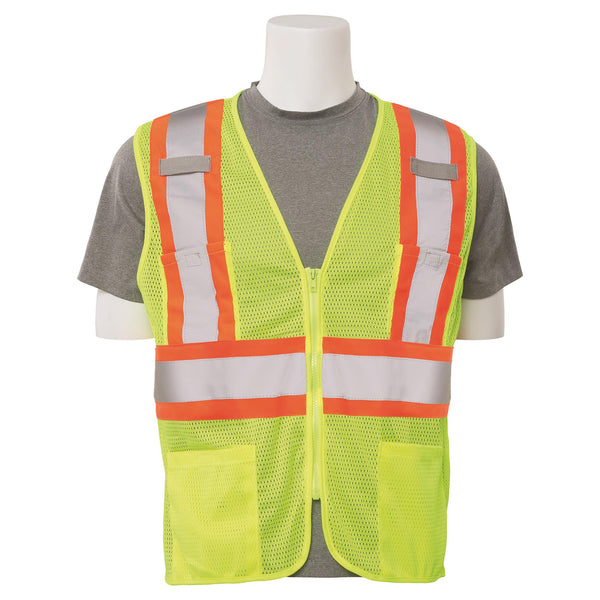 61814 S383P Class 2 Mesh Zipper Safety Vest with Contrasting Tape 3pcs